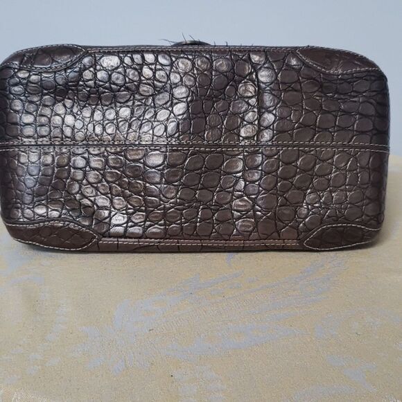 Donald J. Pliner Purse Bronze Metallic Croc Embossed East West Shoulder Bag - Picture 5 of 8